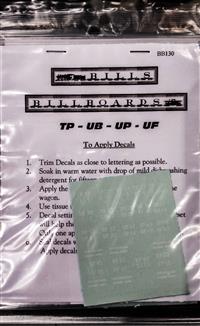TP- UB - UP - UF Wagon Decals - White TP- UB - UP - UF Wagon Decals - White