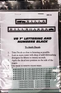 VR 7 Inch Lettering and Number Decals - Black VR 7 Inch Lettering and Number Decals - Black