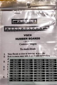 VQCX Number Board Decals (20Pr) Container Wagon