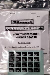 VOHX Timber Wagon Number Board Decals