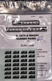 M Cattle Wagon Number Boards